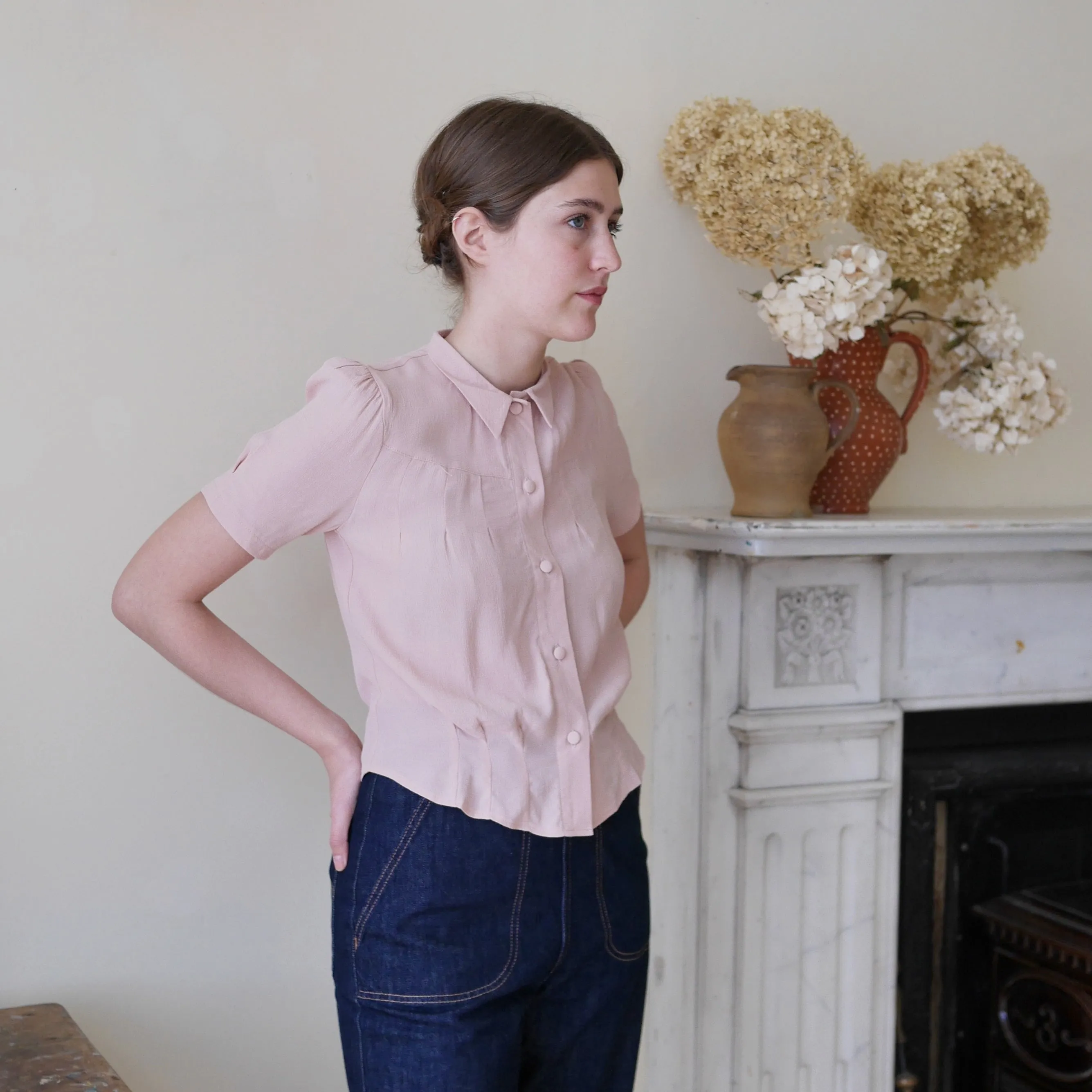 1930's Blouse - Blush Pink