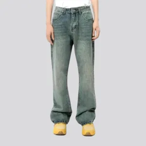 90s fashion roomy sanded men's jeans