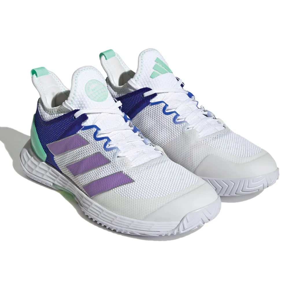 adidas Adizero Ubersonic 4 Tennis Shoes (Ladies) - Cloud White/Violet Fusion/Silver Metallic