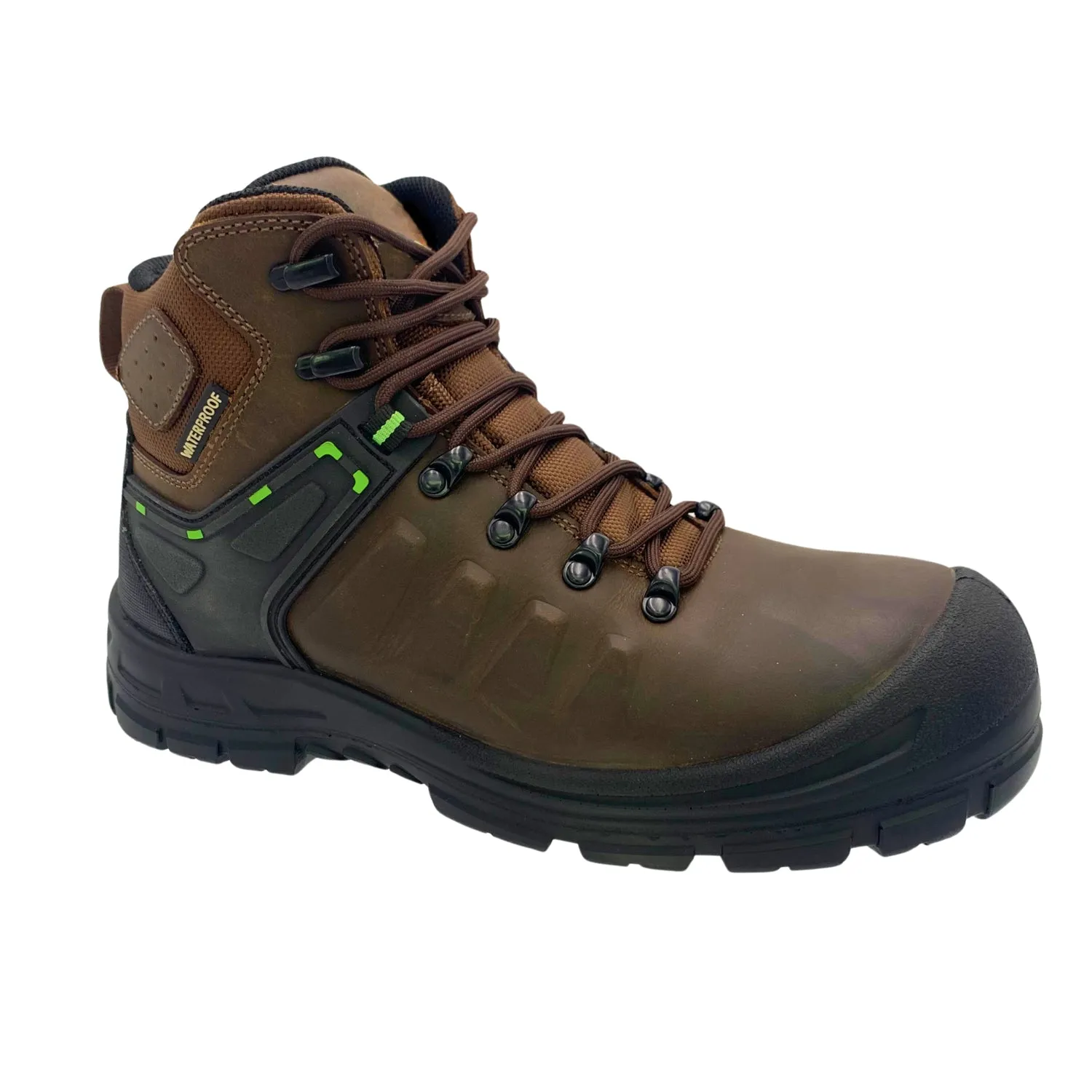 AdTec Mens 6in Waterproof Comp Toe Brown Leather Work Boots