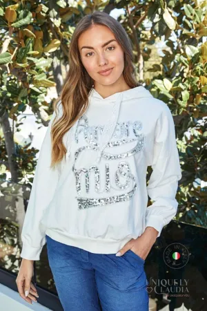 Amore Mio Sequined Sweatshirt Hoodie