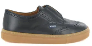 Atlanta Mocassin Oxford Tennis Elastic Navy Blue Leather Sneaker