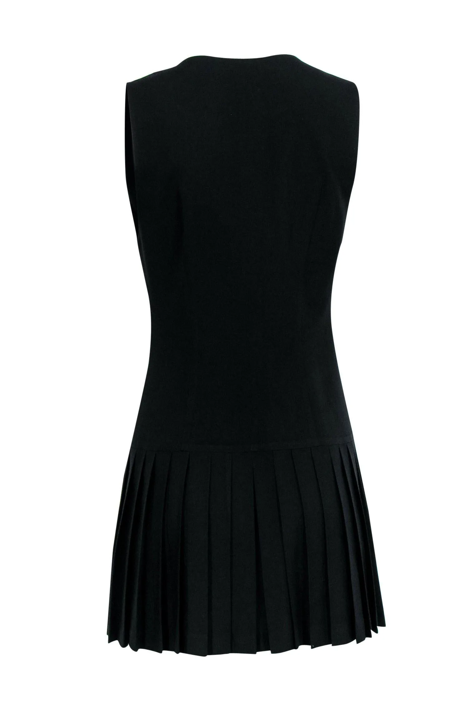 Cacharel - Black Vest-Style Pleated Hem Dress Sz S