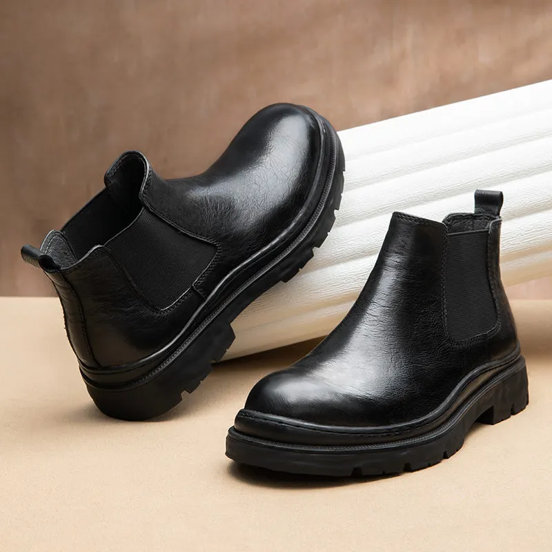 ChicLeather Slip-On Ankle Boots