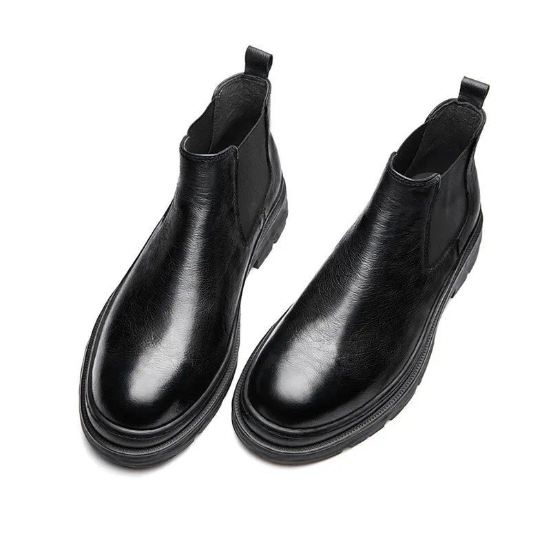 ChicLeather Slip-On Ankle Boots