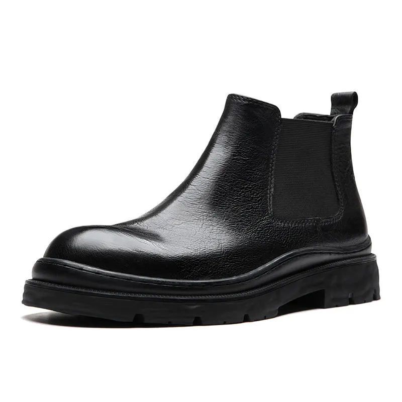 ChicLeather Slip-On Ankle Boots