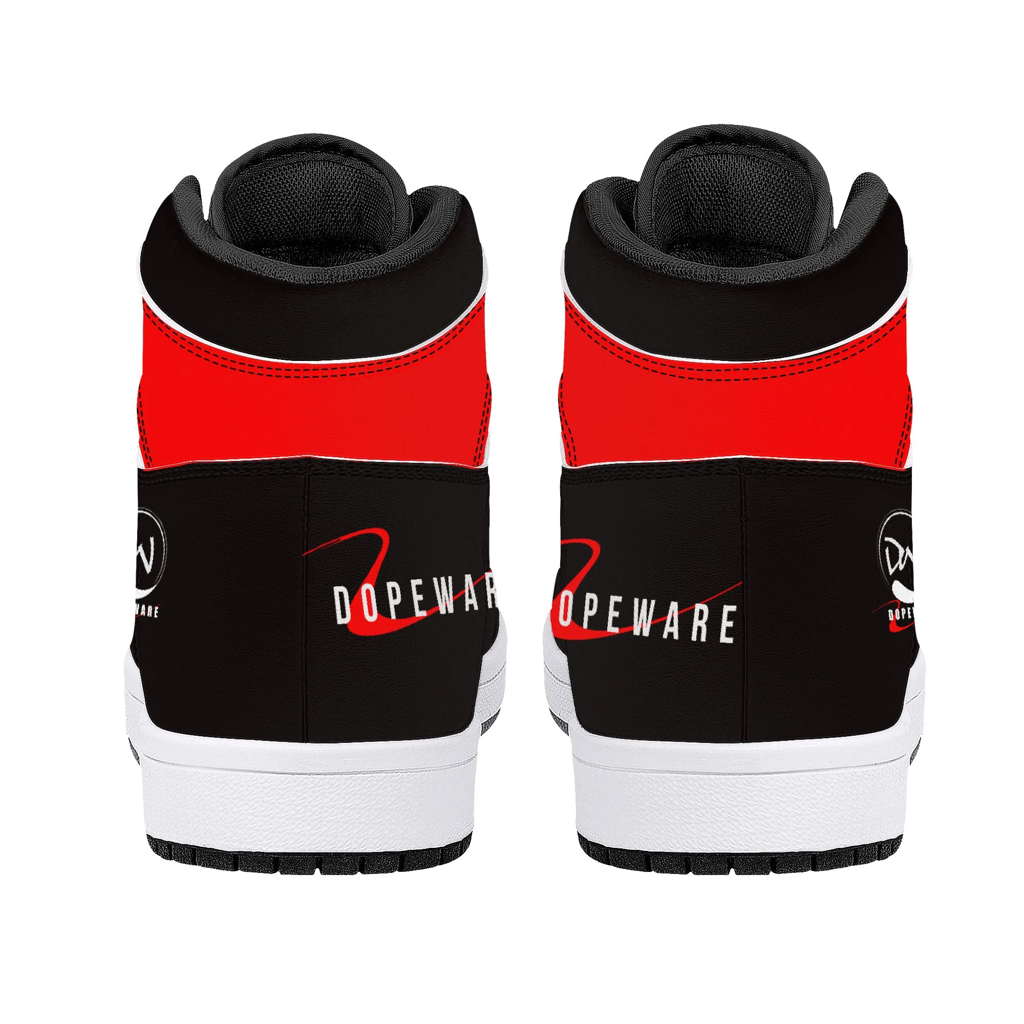 D16 High-Top Leather Sneakers - Black ands Red