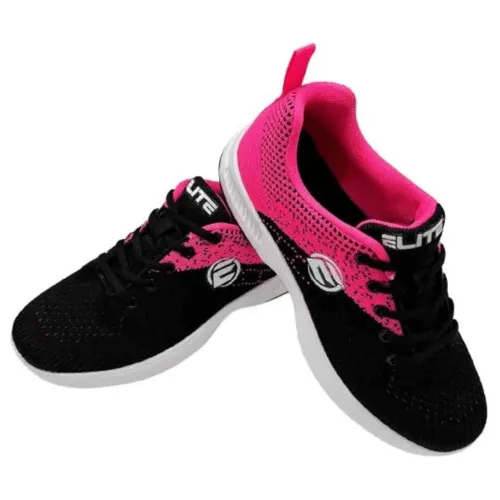 ELITE Women's Comfort Lace Up Black/Pink Bowling Shoes