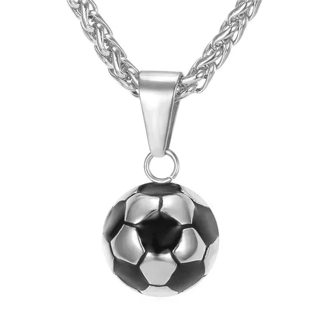 Fashion Sports Football Necklace Pendant Crystal Links Chains Soccer Pendant Women Necklace Fit Athletic Fans Jewelry Gift