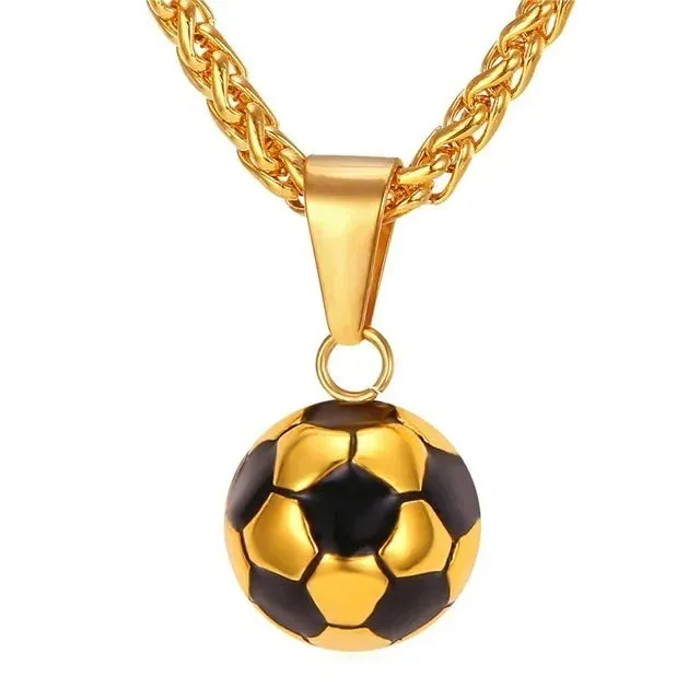 Fashion Sports Football Necklace Pendant Crystal Links Chains Soccer Pendant Women Necklace Fit Athletic Fans Jewelry Gift