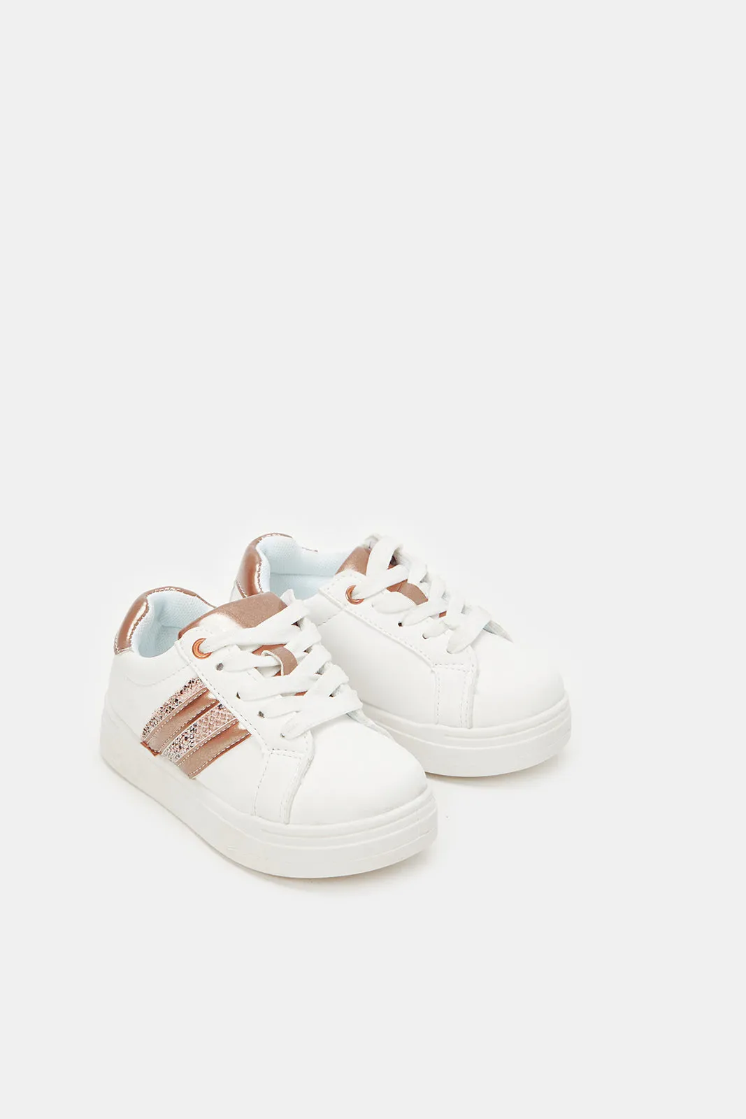 Girls White Striped Detail Sneakers