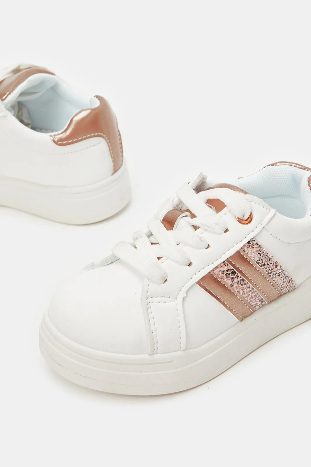 Girls White Striped Detail Sneakers