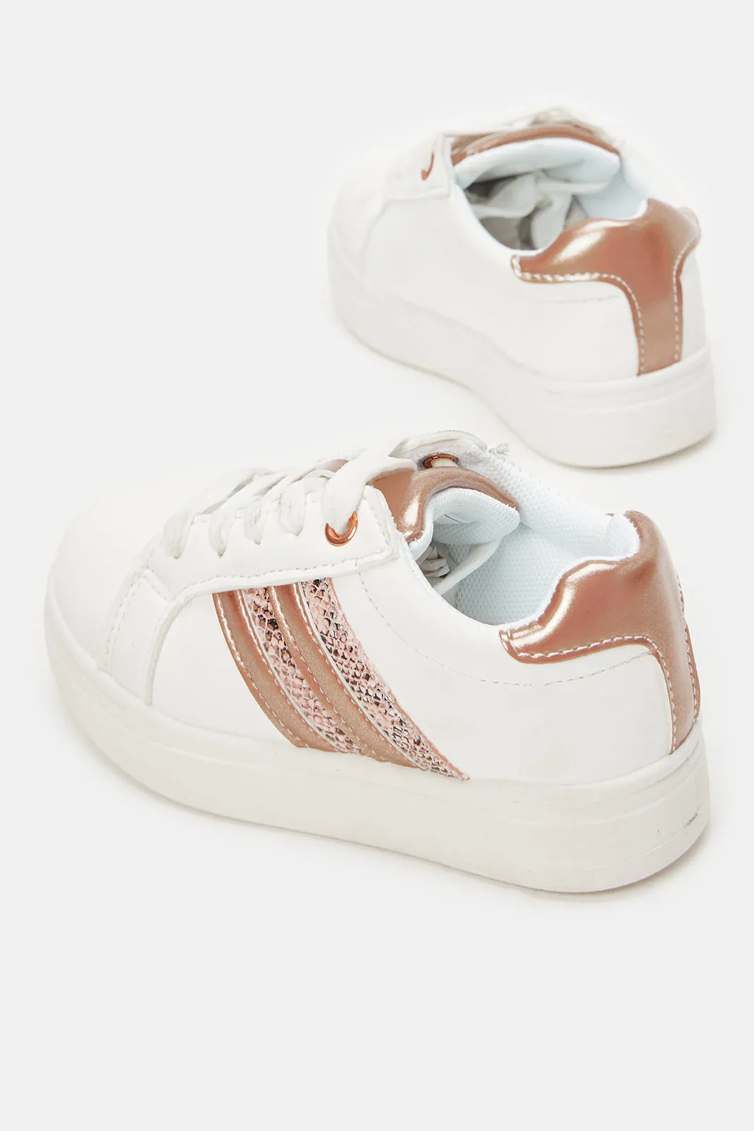 Girls White Striped Detail Sneakers