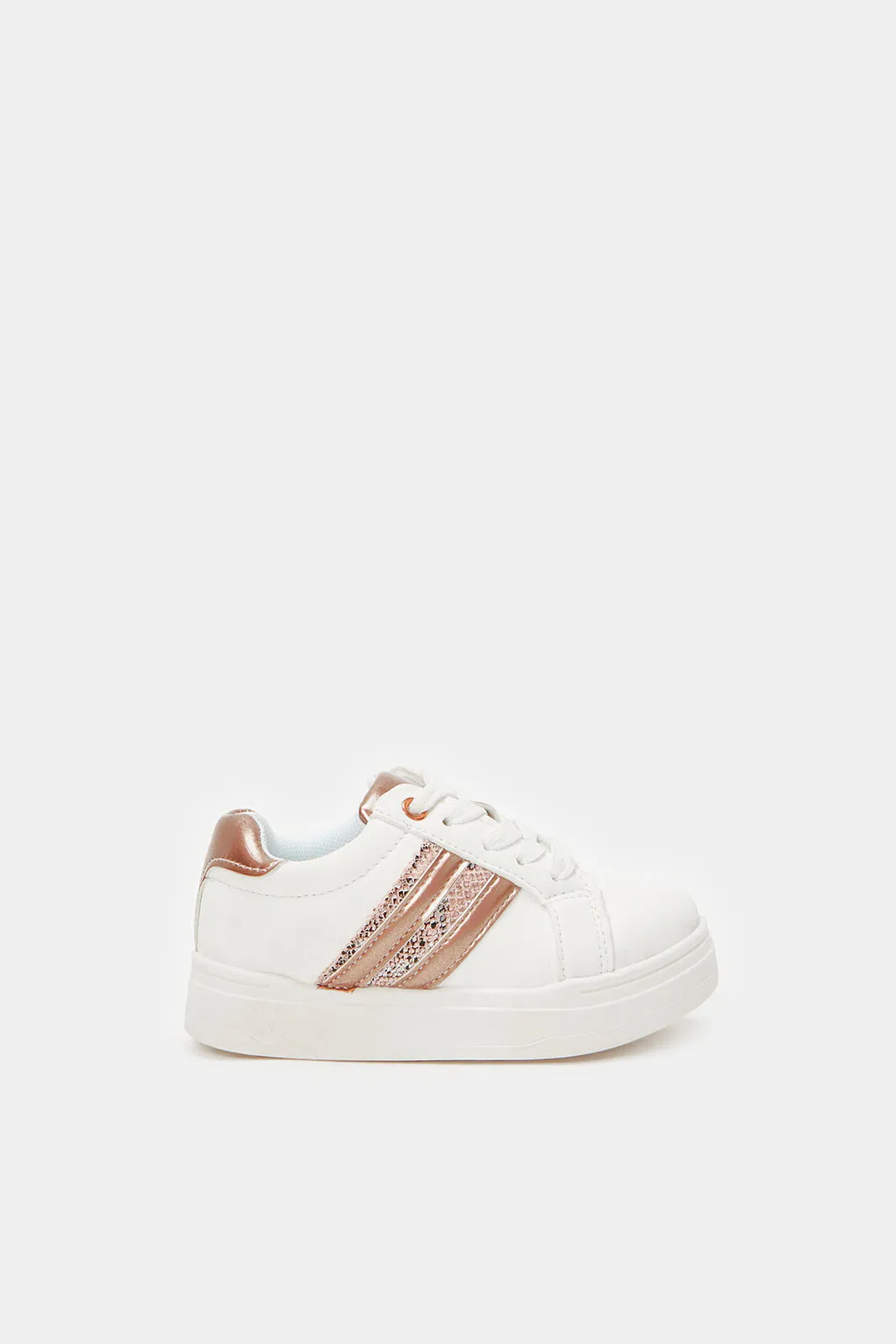 Girls White Striped Detail Sneakers