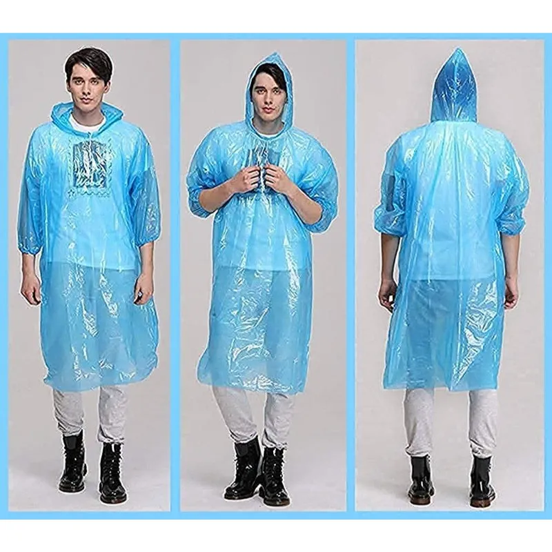 HASHONE Rain card Disposable pocket size unisex rain coat | 100% waterproof Pack Of 3 Raincard and Pack Of 1 Non-Slip Silicone Rain Shoe Cover, Waterproof Reusable Shoe cover for men