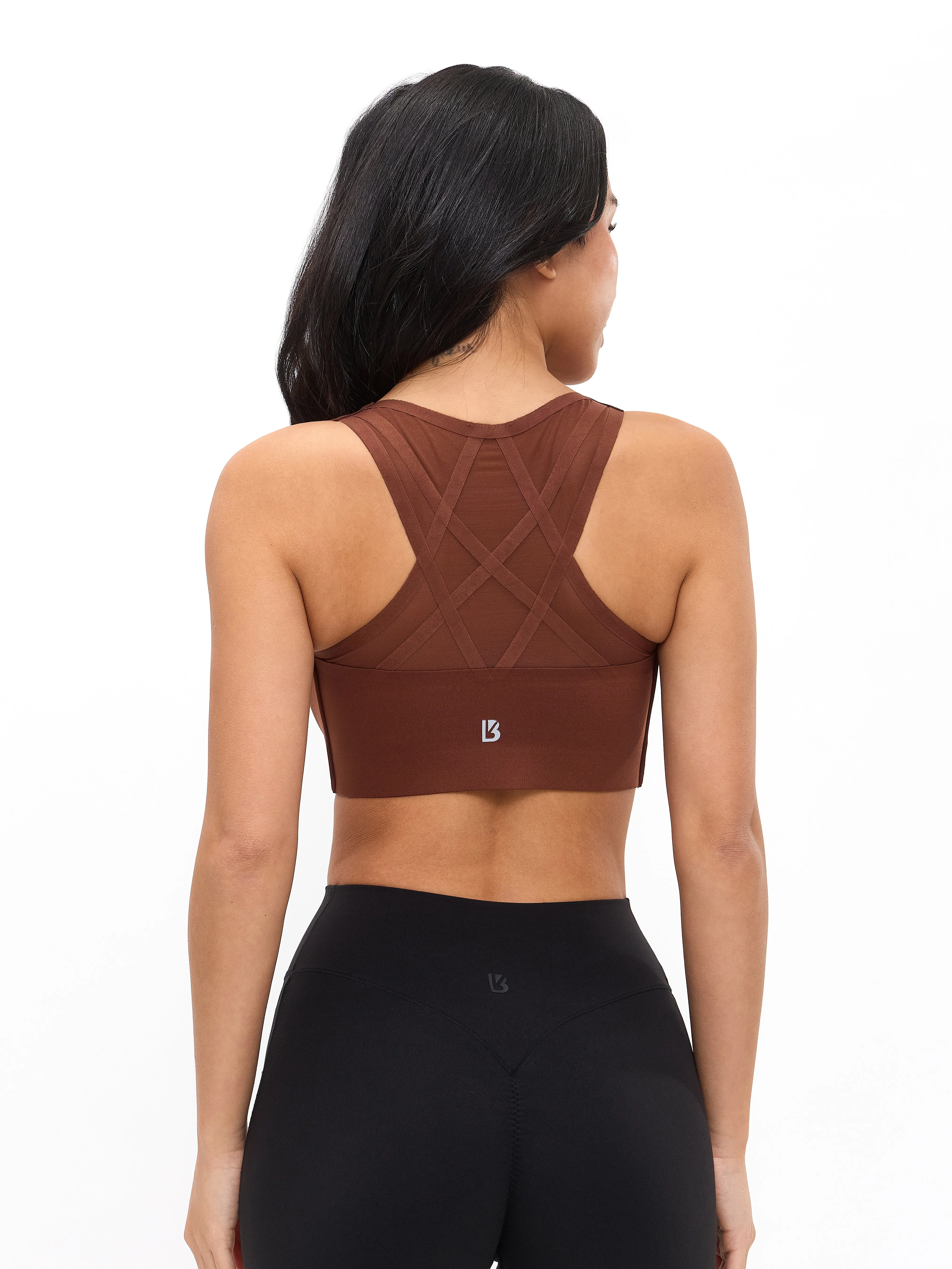 High Impact Zip Sports Bra - Mocha