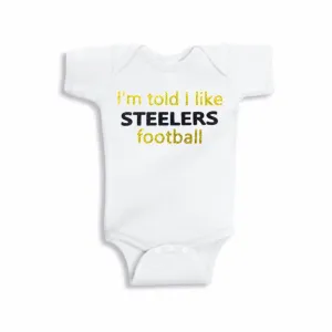 I'm Told I Like Steelers Football Glitter Onesie