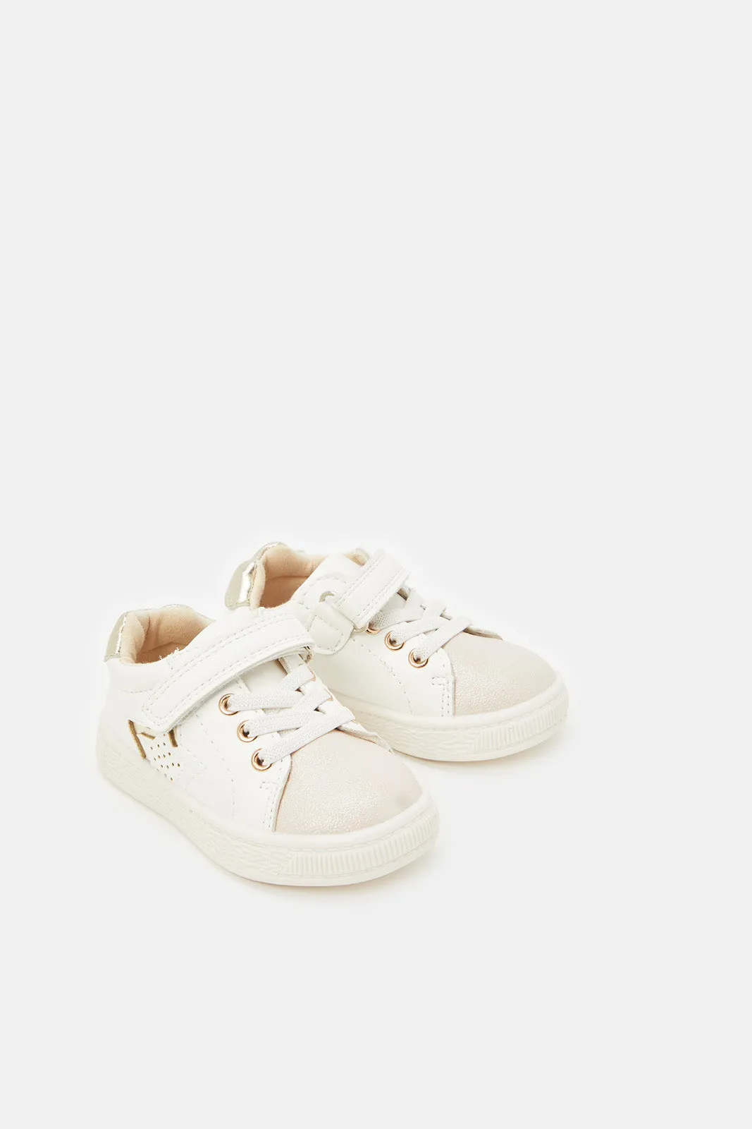 Infant Girls White Star Trim Sneakers