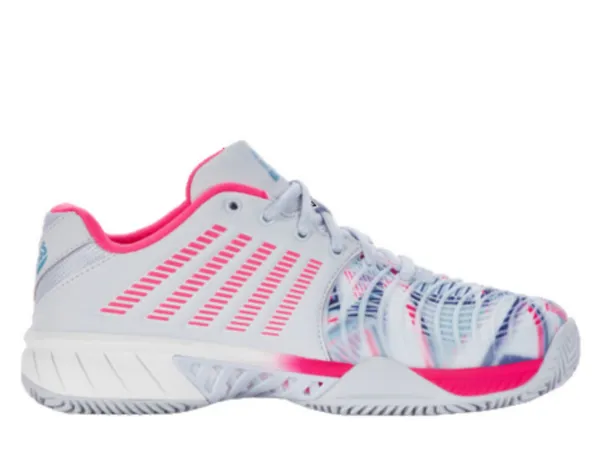 K-Swiss Express Light 3 HB Ladies Padel Tennis Shoe (Artic Ice/White/Neon Pink)