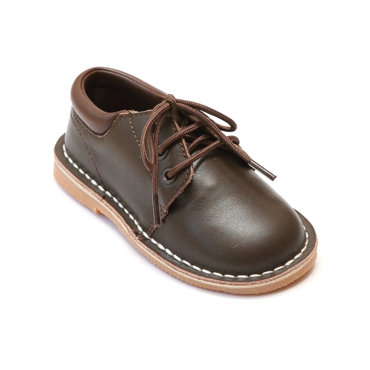 L'Amour Boys 5012 Brown Leather Lace Up Shoes