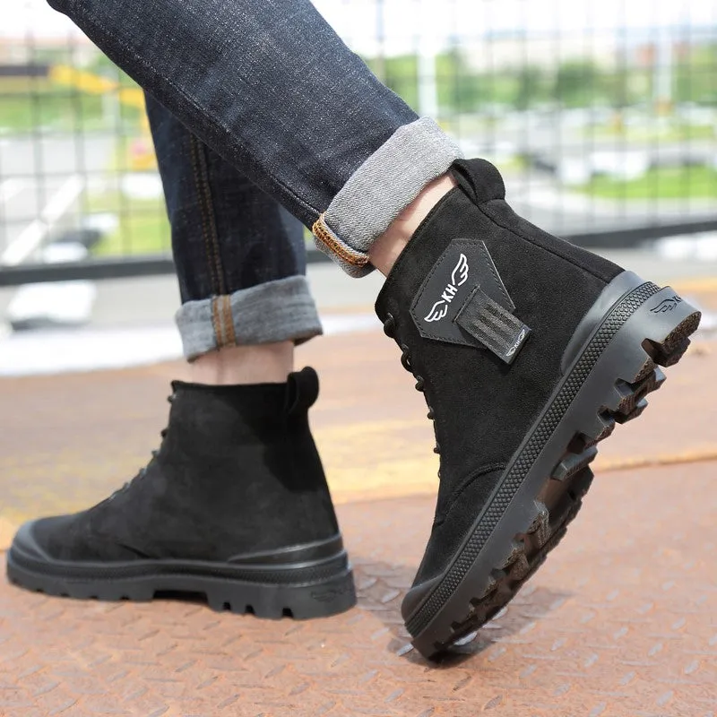 Man's frosted leather trending in style joker anti-skid high top boots