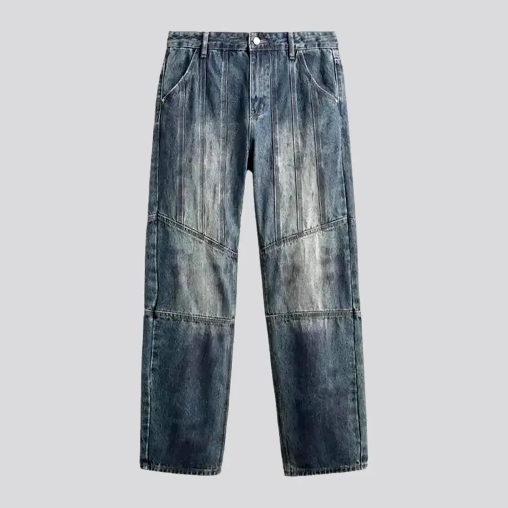 Medium rise sanded boho men's jeans