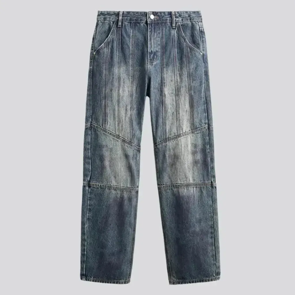 Medium rise sanded boho men's jeans