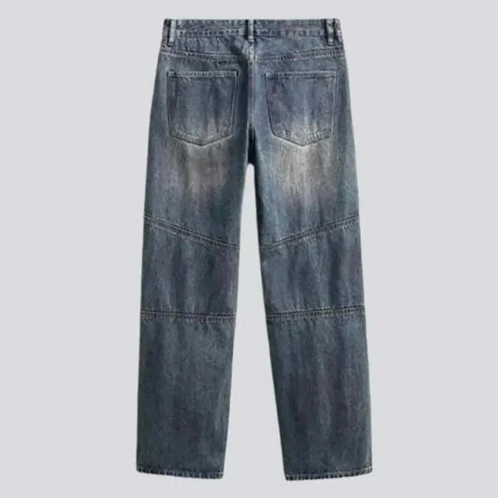 Medium rise sanded boho men's jeans