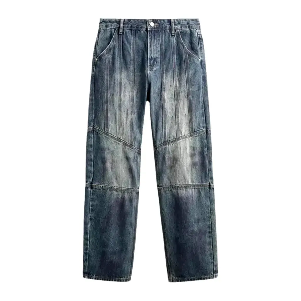 Medium rise sanded boho men's jeans