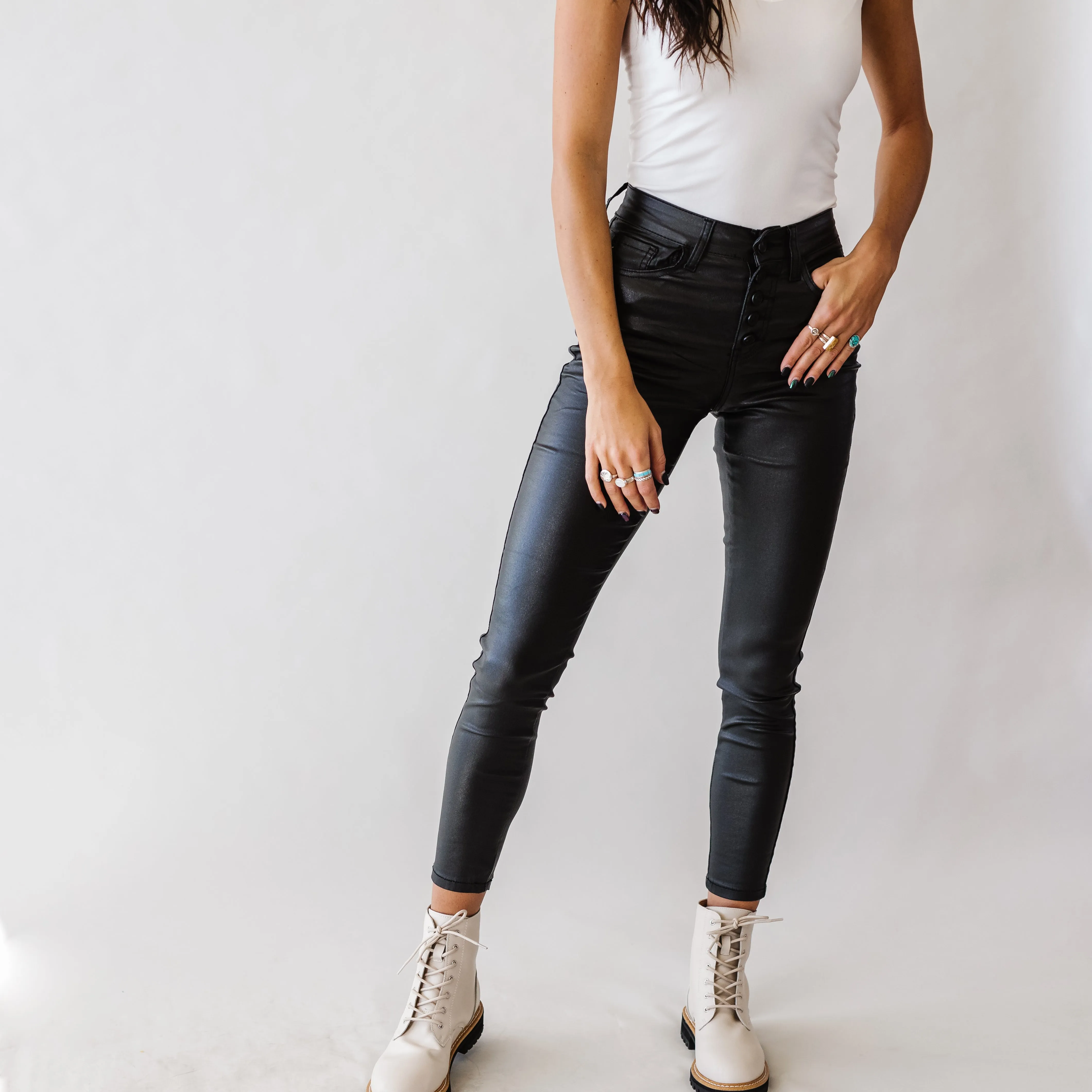 Melea High Rise Leather Skinnies