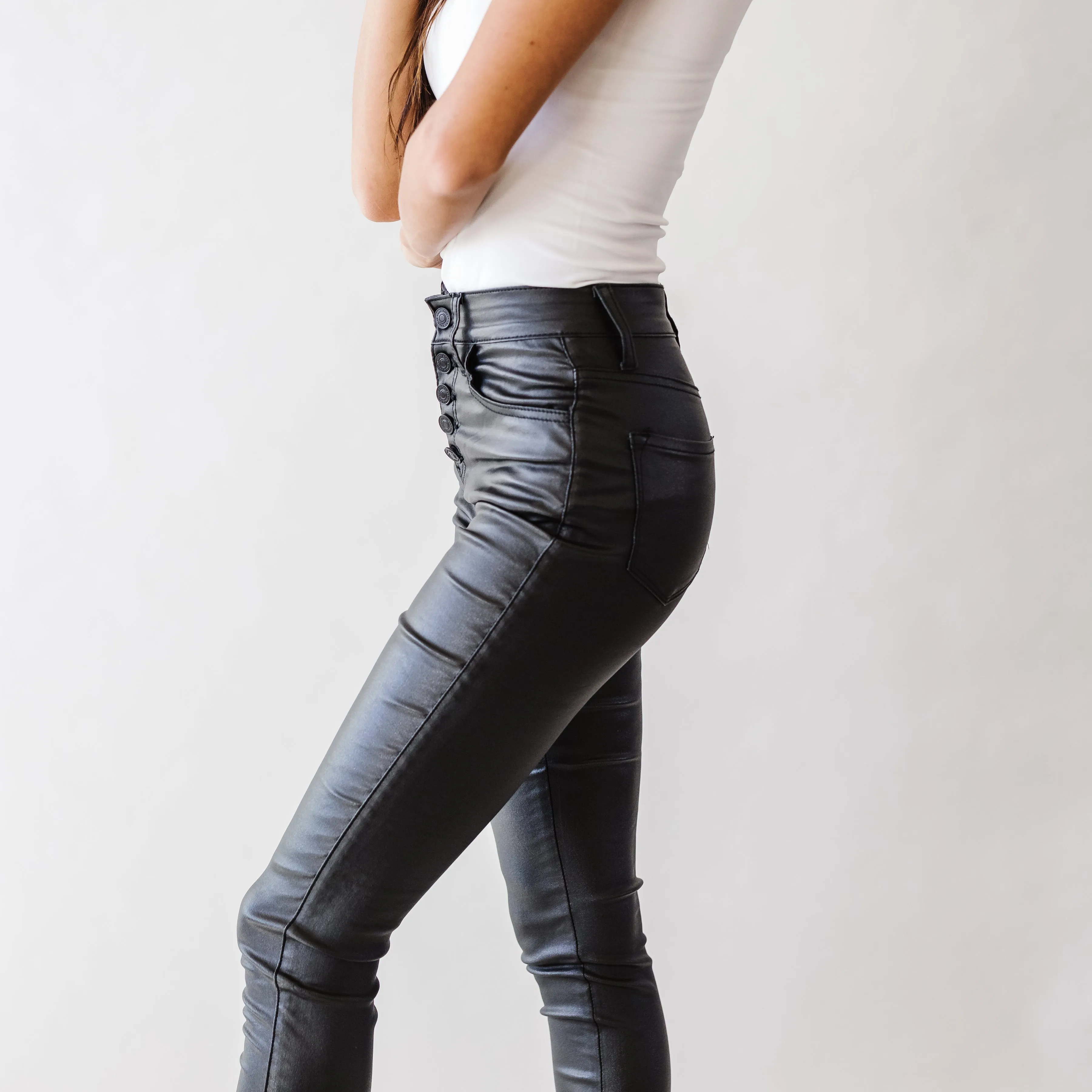 Melea High Rise Leather Skinnies