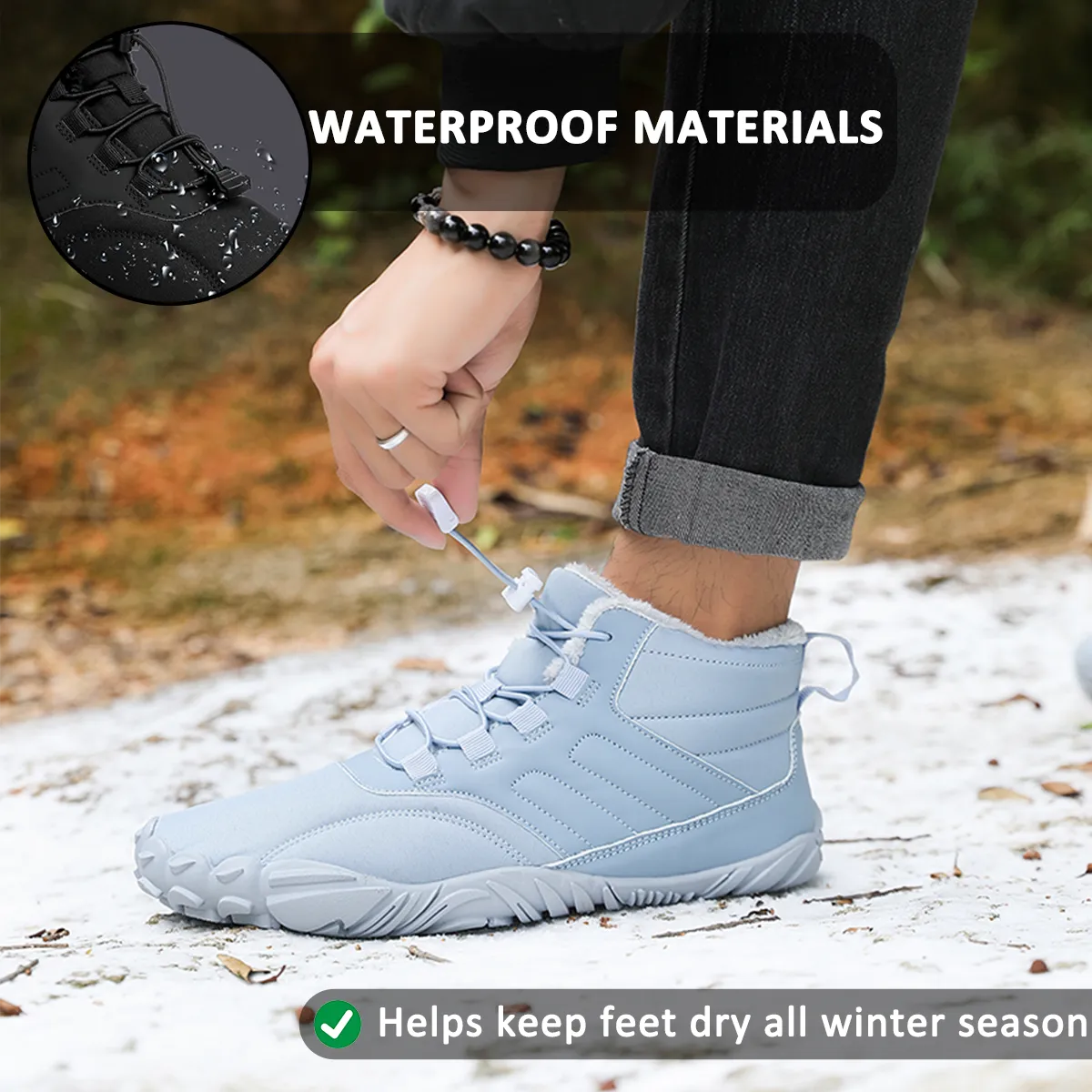 Men's Barefoot shoes Toe shoes Winter Shoes Snow Boots Quick-drying Trail Running shoes Soft Lightweight Fitness shoes Breathable Aqua shoes Non-slip Sole and Wide Toe Box