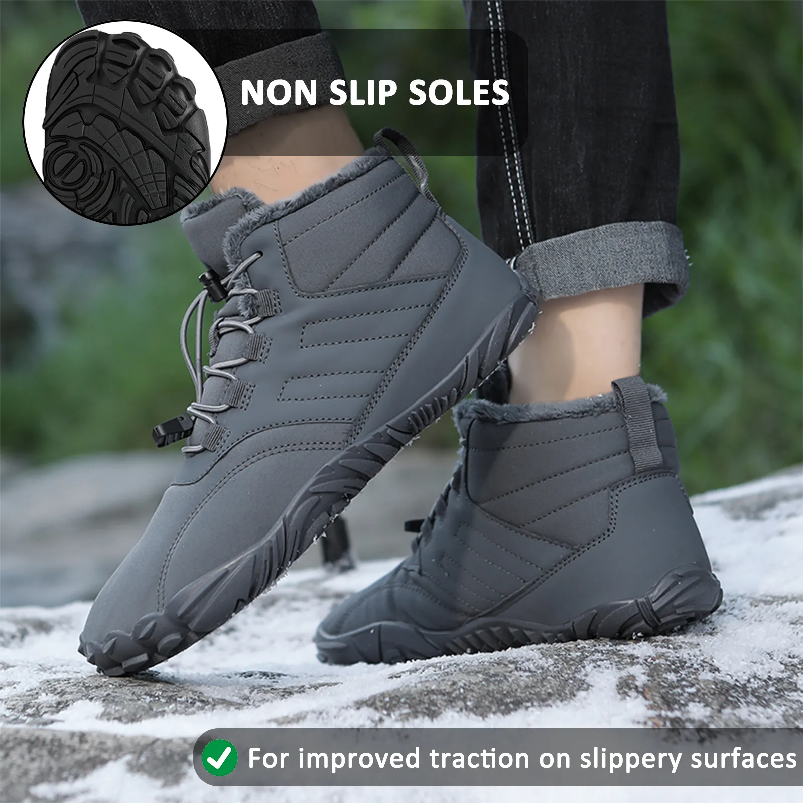 Men's Barefoot shoes Toe shoes Winter Shoes Snow Boots Quick-drying Trail Running shoes Soft Lightweight Fitness shoes Breathable Aqua shoes Non-slip Sole and Wide Toe Box