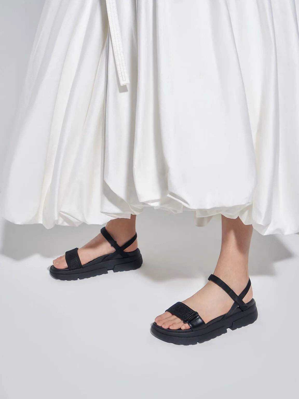 Mesh & Grosgrain Flatform Sandals