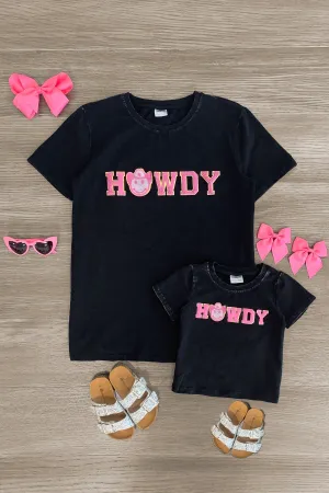 Mom & Me - "Howdy" Black Chenille Patch Top