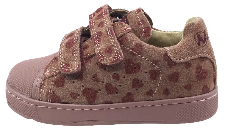 Naturino Kid's Bree Sneaker Tennis Shoes, Rosa Pink Heart Suede