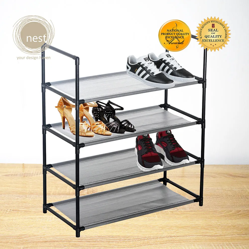 NEST DESIGN LAB Premium 4 Layer Shoe Rack Black Tarp