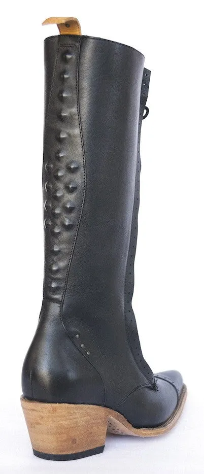 No.2002 FREEWAY lace-up knee boot Black