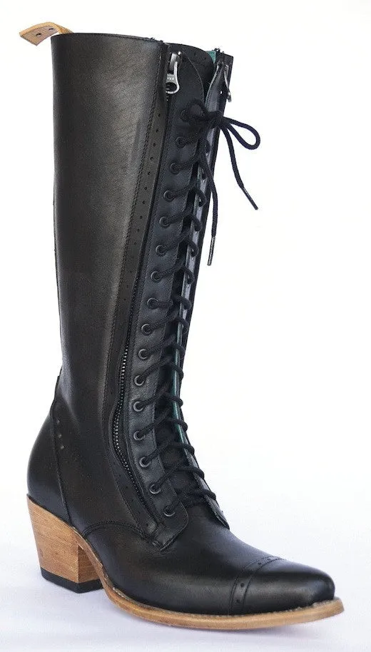 No.2002 FREEWAY lace-up knee boot Black