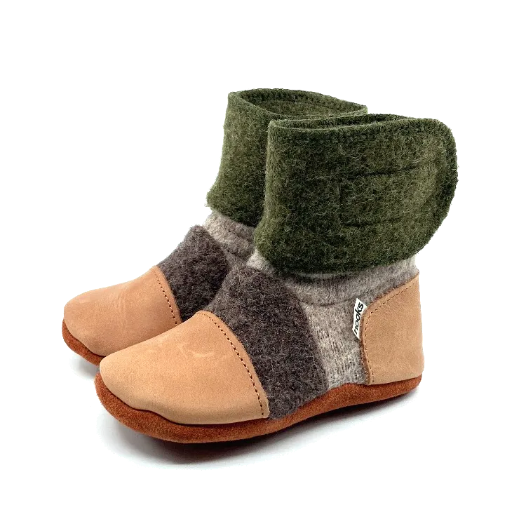 Olive Felted Wool Booties