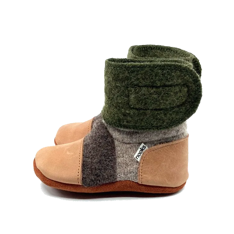 Olive Felted Wool Booties