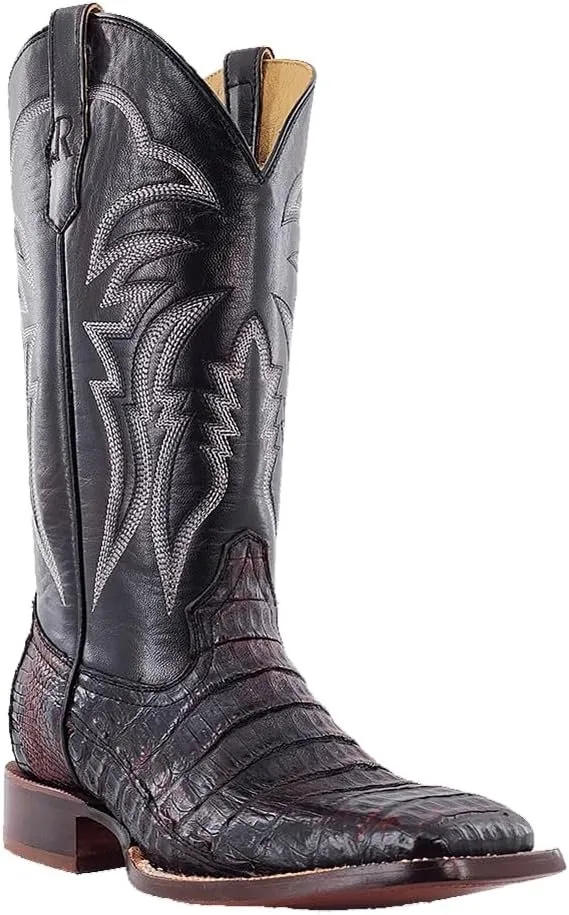 R. Watson Square Toe Caiman Tail Exotic Western Boot, Black Cherry