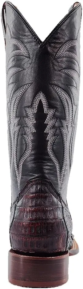 R. Watson Square Toe Caiman Tail Exotic Western Boot, Black Cherry