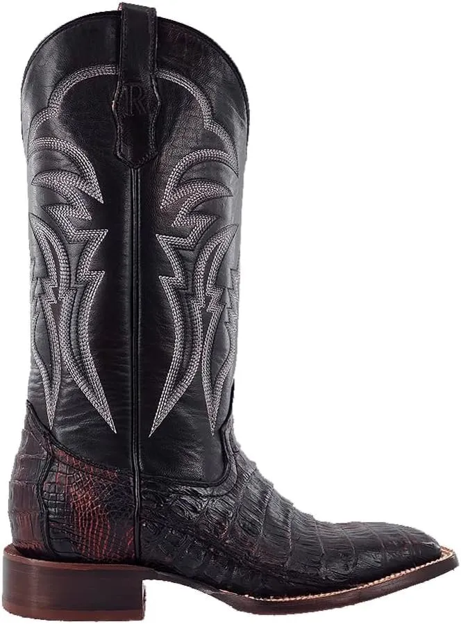 R. Watson Square Toe Caiman Tail Exotic Western Boot, Black Cherry