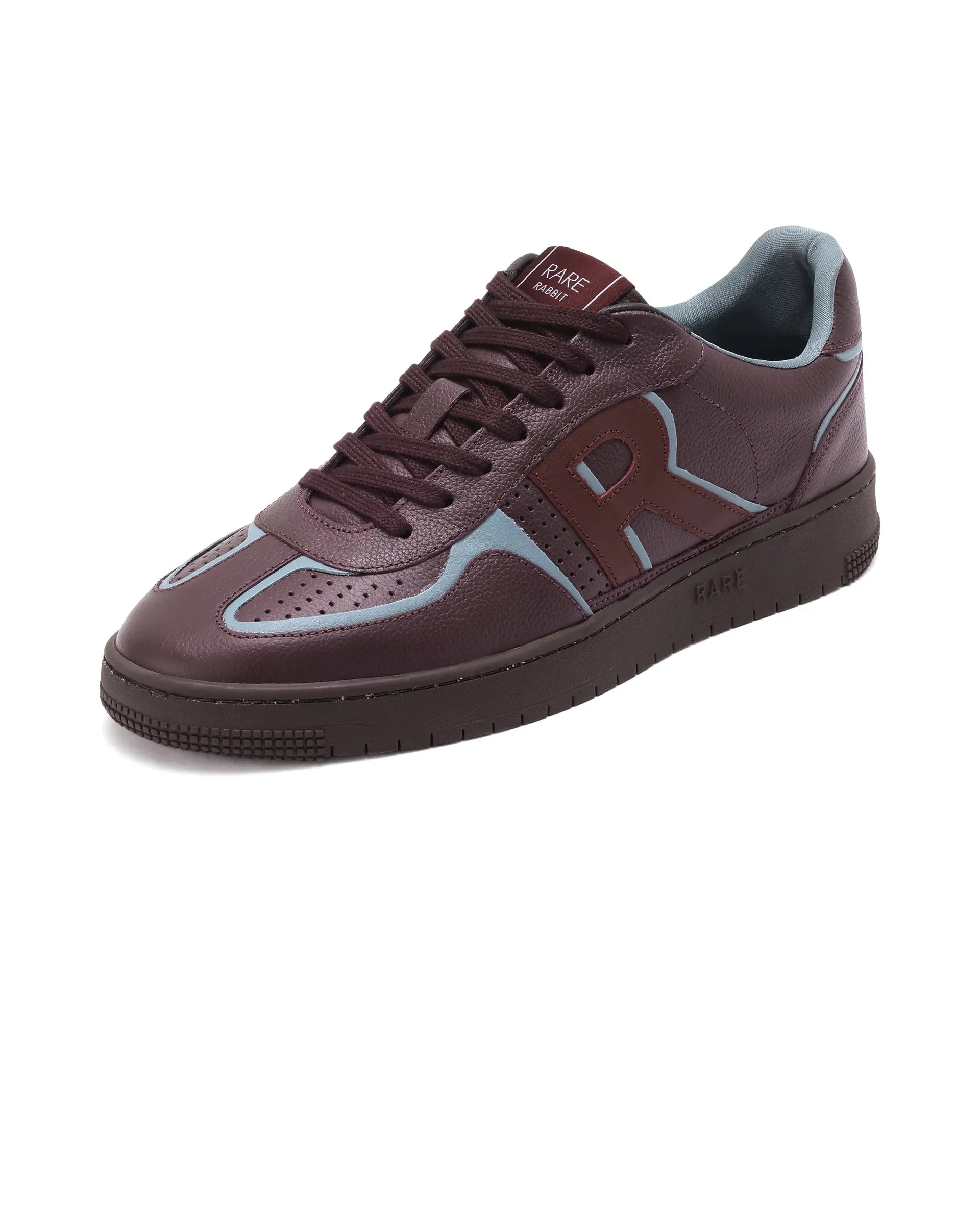 Rare Rabbit Men Ascend Burgundy Dual Tone Genuine Leather Lace-Up Low Top Sneaker Shoes