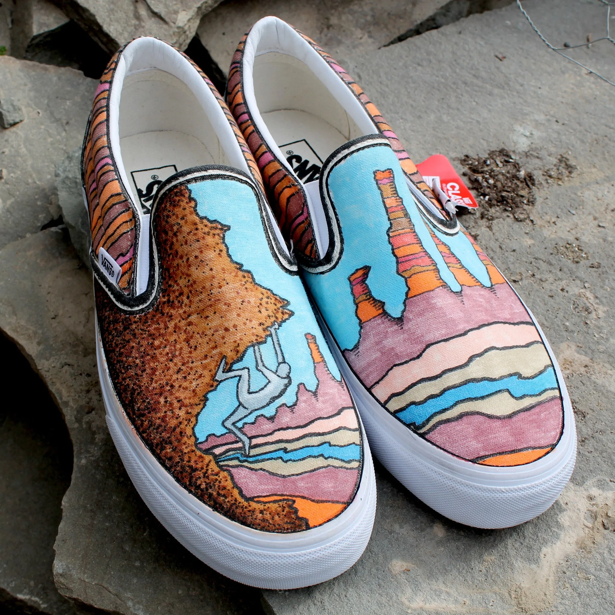 Rock Climbing custom Vans Slip On Sneakers