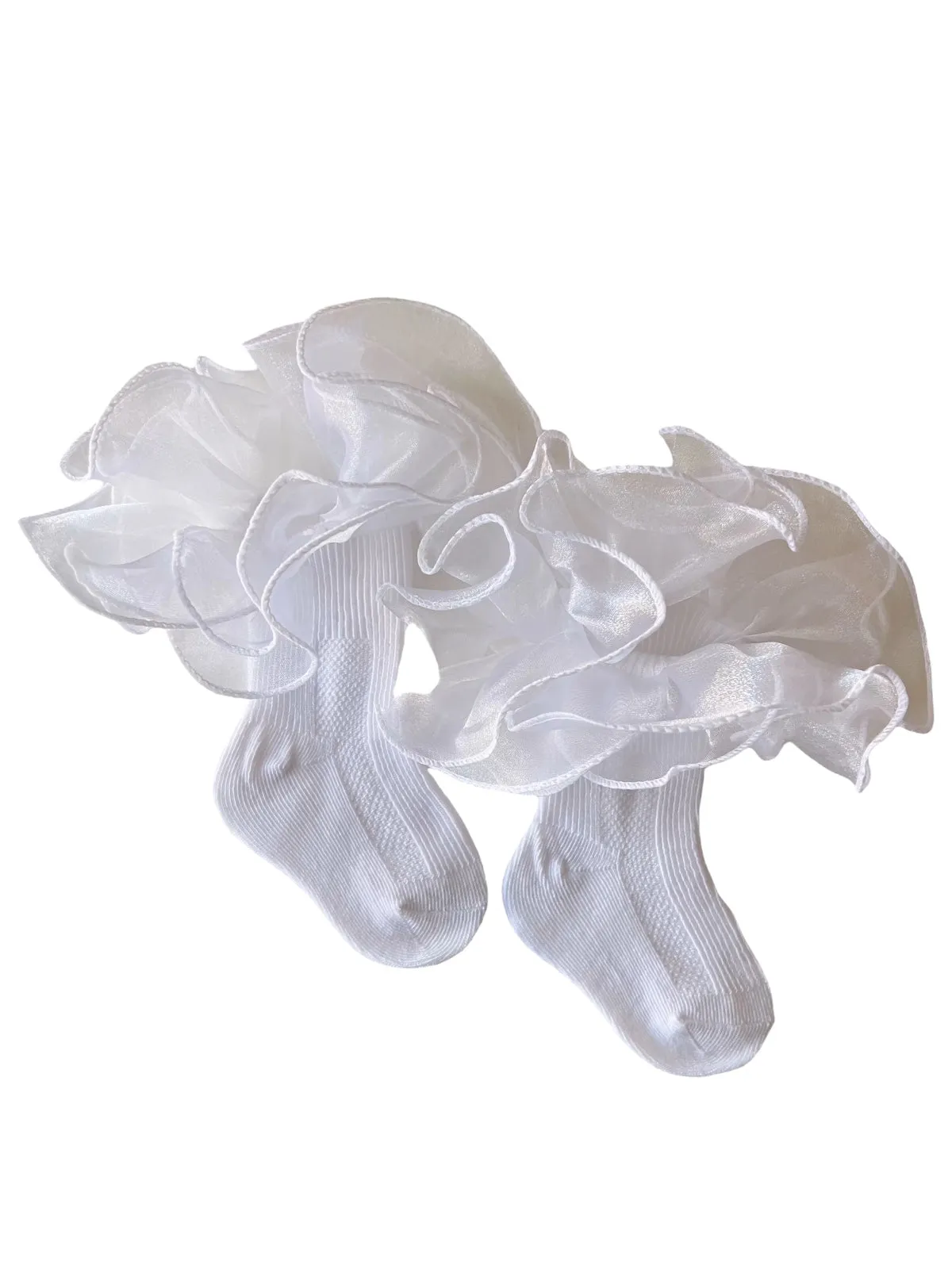 Ruffle Tutu Socks, White