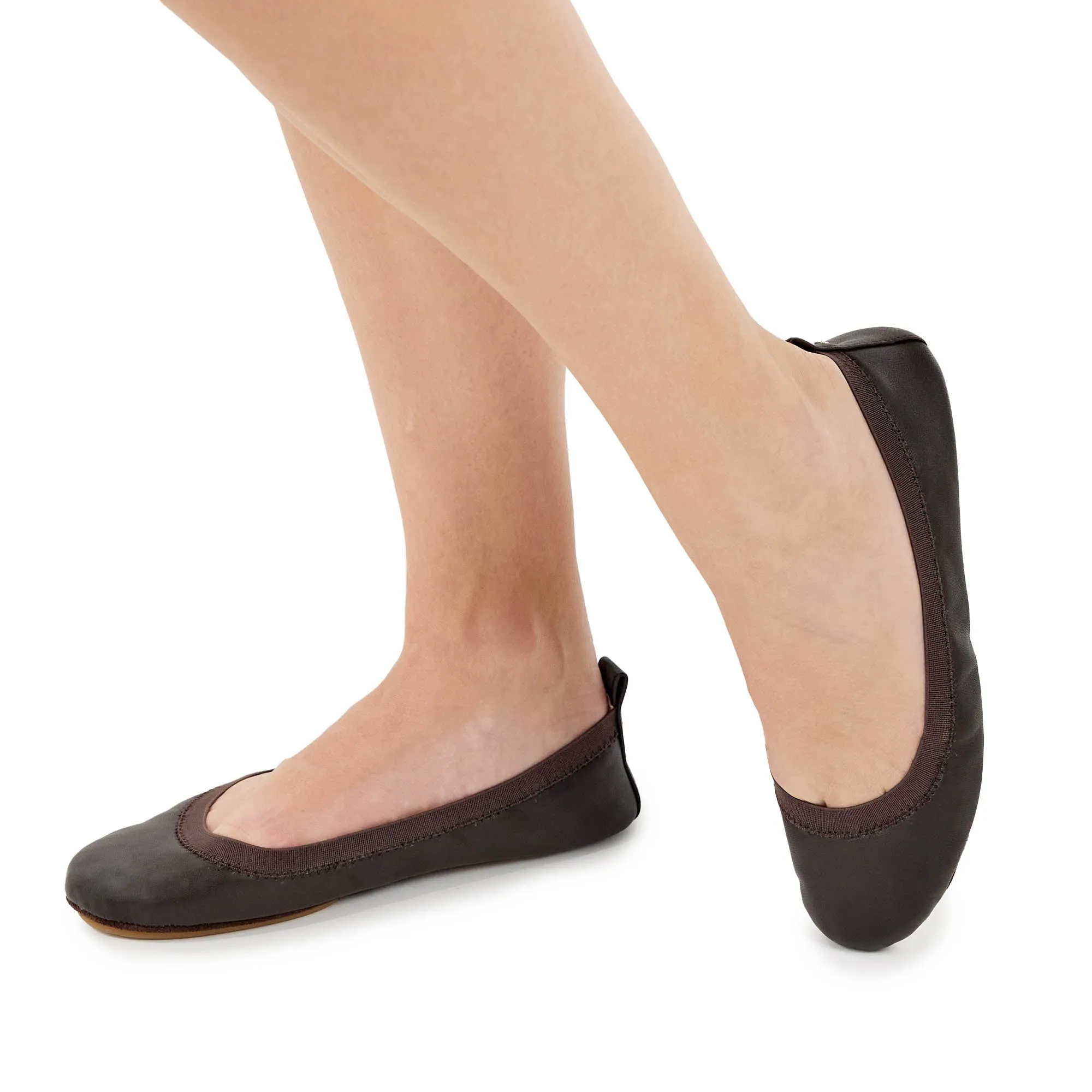 Samara Foldable Ballet Flat in Coffee Leather