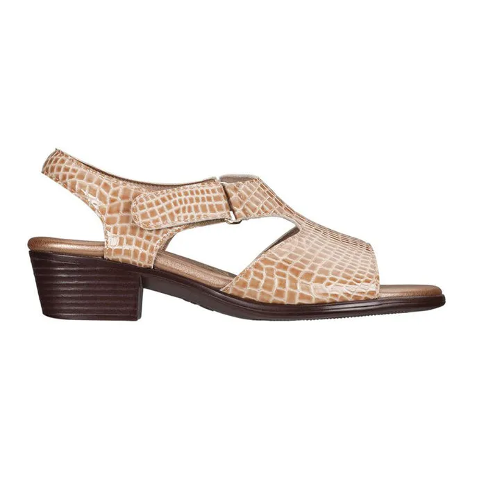 SAS WOMEN'S SUNTIMER HEEL STRAP SANDAL BEIGE CROC