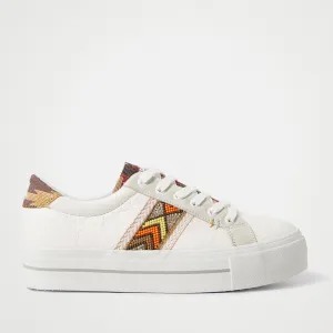 Scarpe Donna DESIGUAL Sneakers con Suola Spessa Etniche colore Bianco